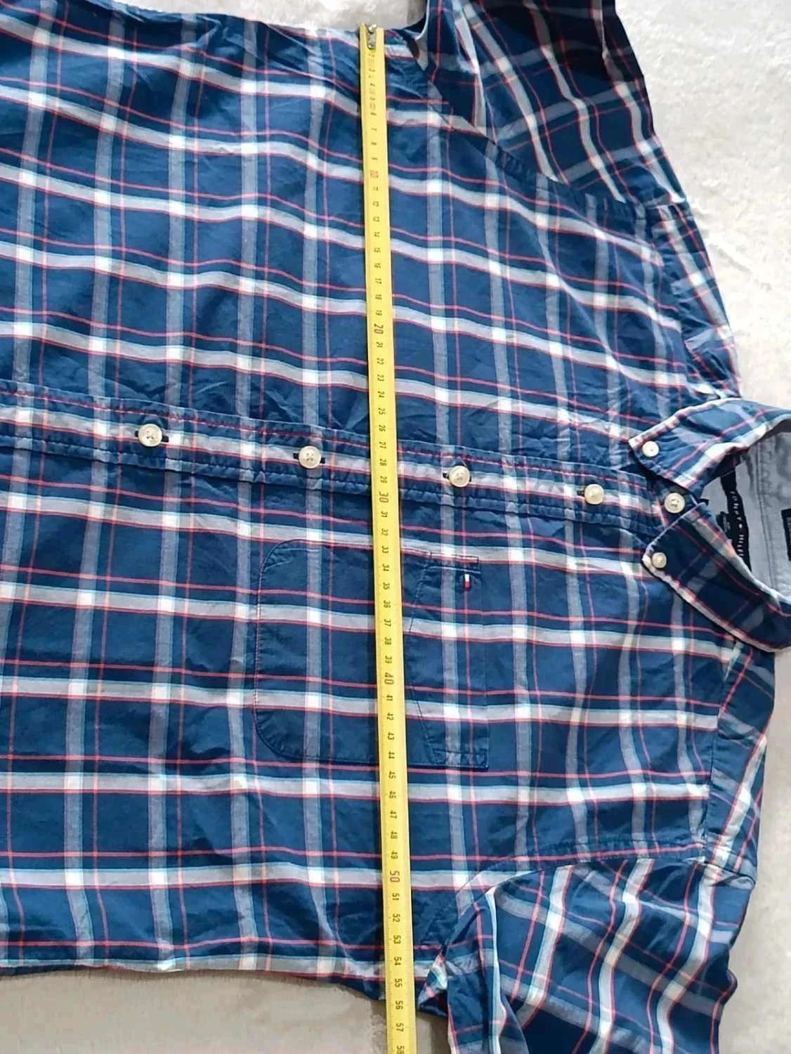 Shirt Tommy Hilfiger classic fit Marine blauw wit rood Vierkanten Maat S – photo 15